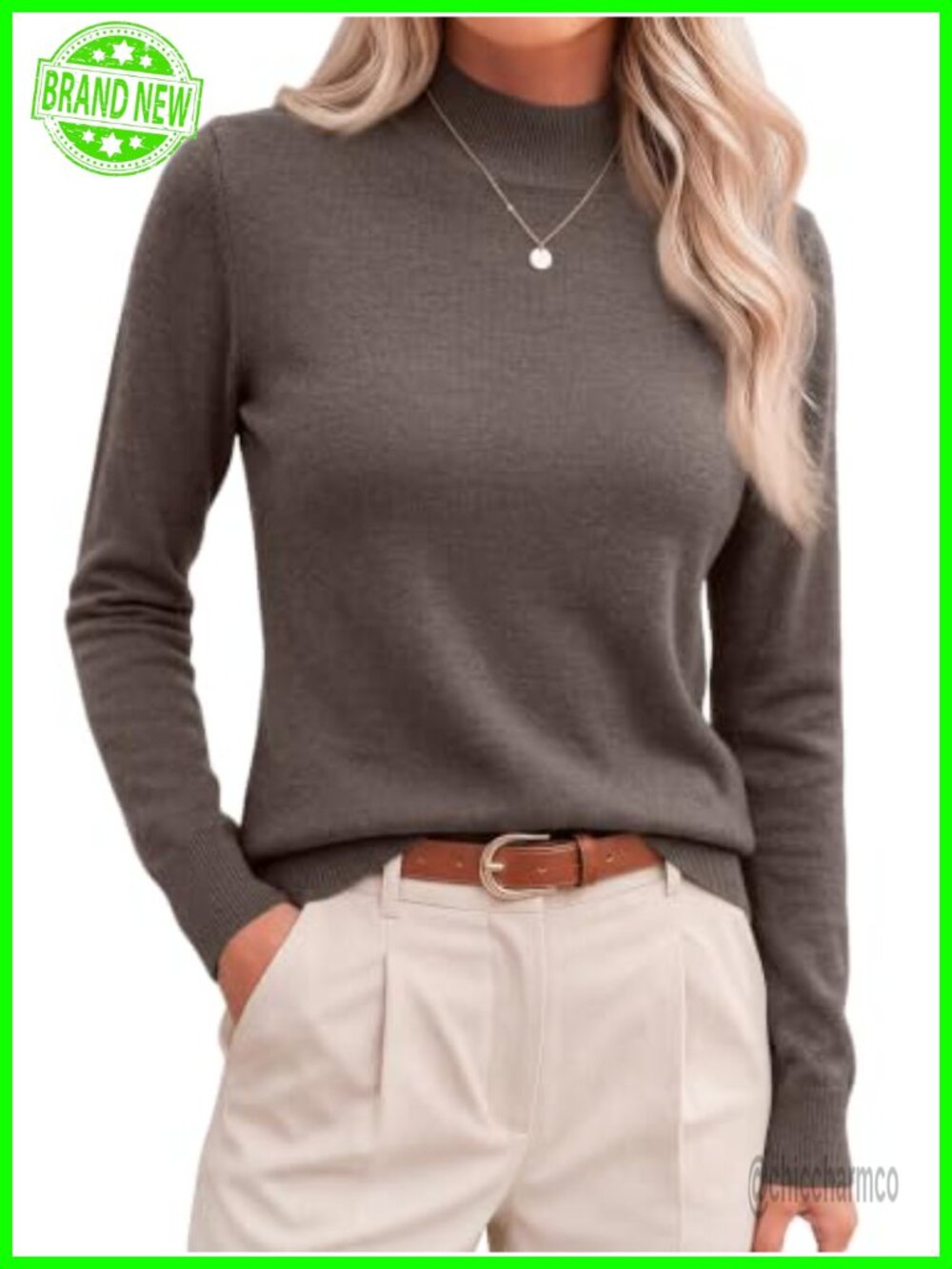 Merino Wool Blend Mock Neck Lightweight Pullover Sweater